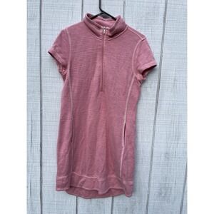 Tommy Bahama Solid Pink Shirt Dress Shortsleeved Summer Quarter Zip‎ Top Small
